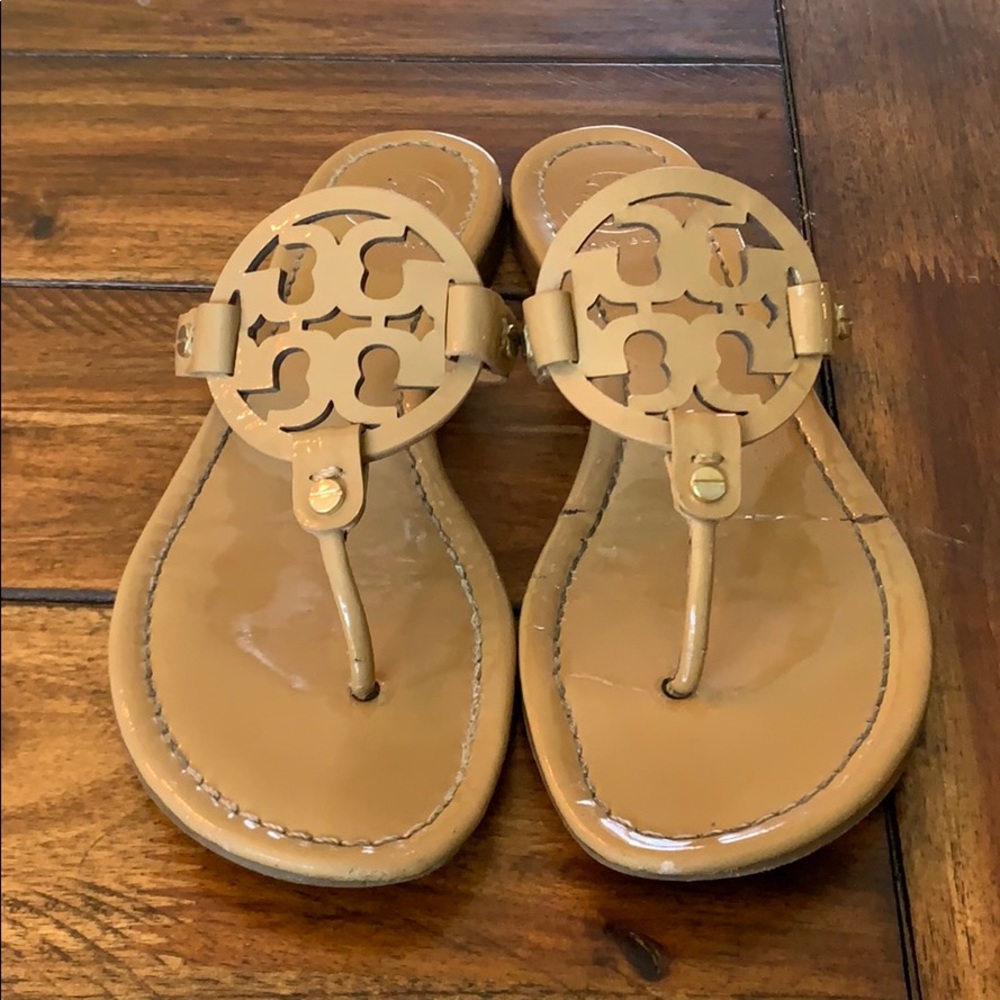 Tory Burch Miller sandals size 8 patent sand